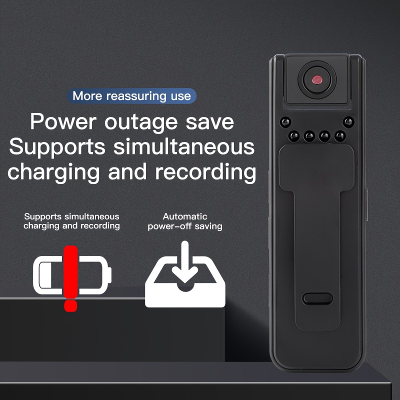 High-definition wearable human body camera with audio and night vision functions - 180° rotatable lens, 180° rotatable camera, supports a 32GB TF card slot, USB/power charging, ABS compact design, suitable for sports, outdoor adventures, travel (black), portable camera, Mini Body Cameras