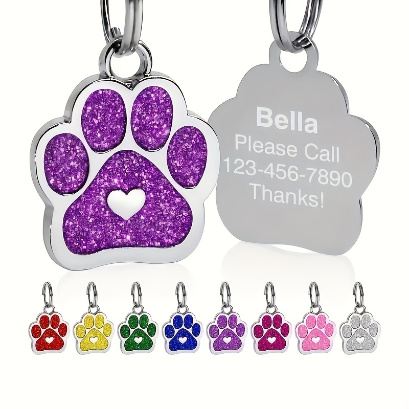 

Custom Engraved Pet Id Tag - Stylish Paw , Zinc Alloy, Personalized With Your Pet's Name & Phone Number - Perfect