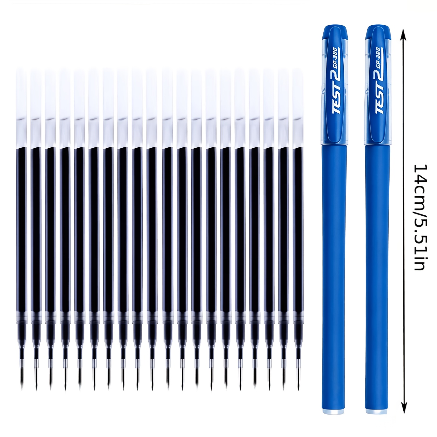 TEMU 22pcs High-capacity Gel Pen Set, Includes 2 Pens + 20 Refills, 0.5mm Blue Ink, Comfortable Grip, Smooth Writing, Ideal For Note-taking And