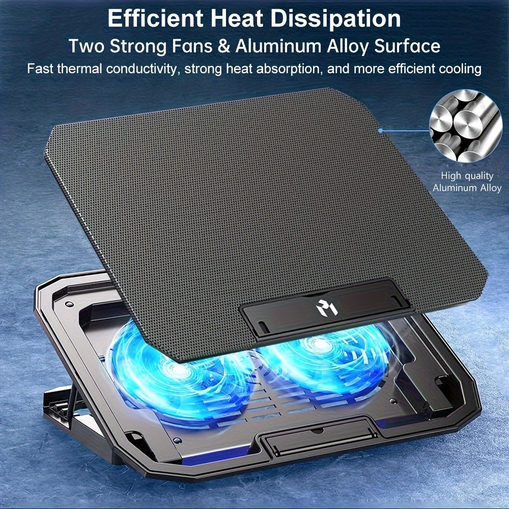 TECKNET Ventilateur PC Portable RGB Gaming 12-19 Pouces - 5 Ventilateurs Silencieux Refroidisseur