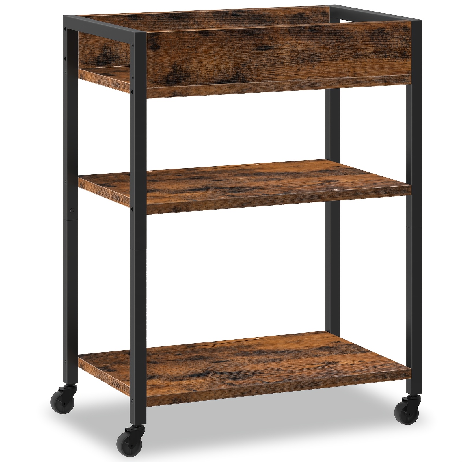 Three-layer Trolley With - Study Service Trolley, Bar Trolley, Suitable For Restaurants, Offices, Living Rooms And Bars, White/brown