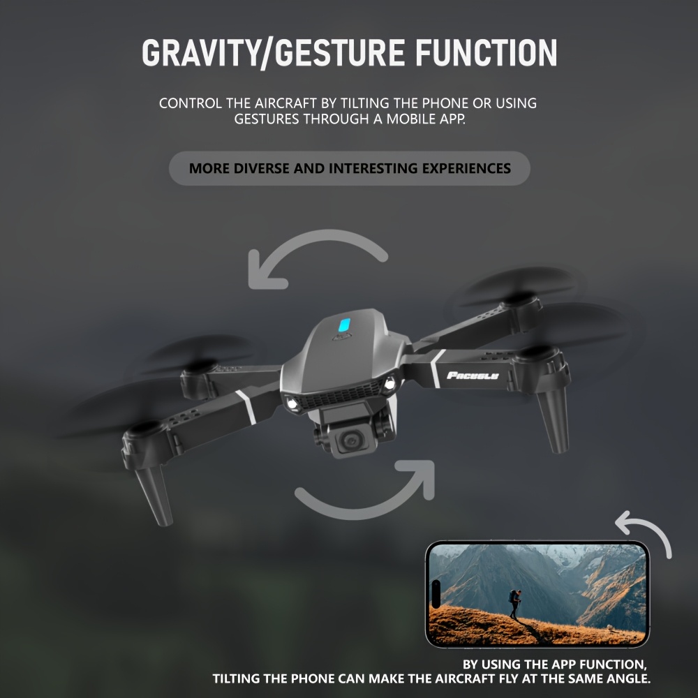 Ulepszony dron E88 z optycznym pozycjonowaniem przepływu światła - WiFi, dwustronnie składany zdalnie sterowany quadcopter z funkcją utrzymywania wysokości, idealny dla początkujących i rozrywki na świeżym powietrzu, doskonały prezent na Boże Narodzenie, Halloween i Dzień Dziękczynienia, najlepszy mini quadcopter, składany