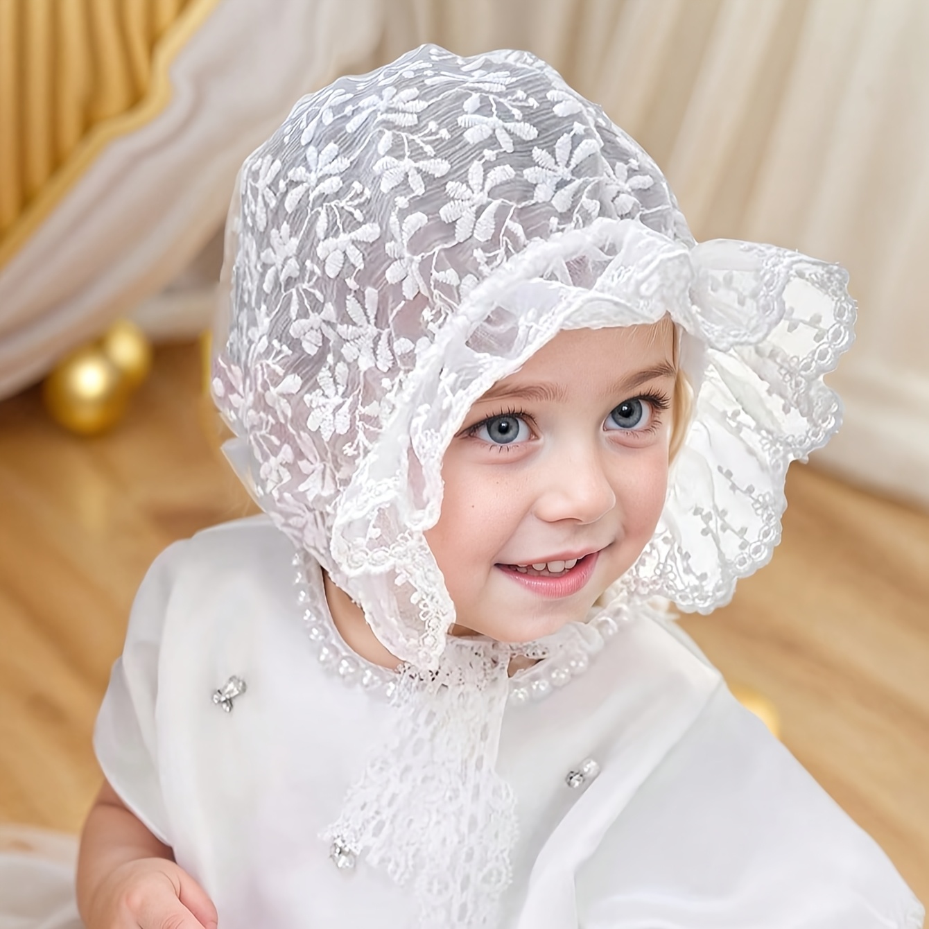 1pc white floral embroidered cap stretch Temu Oman - Main Image