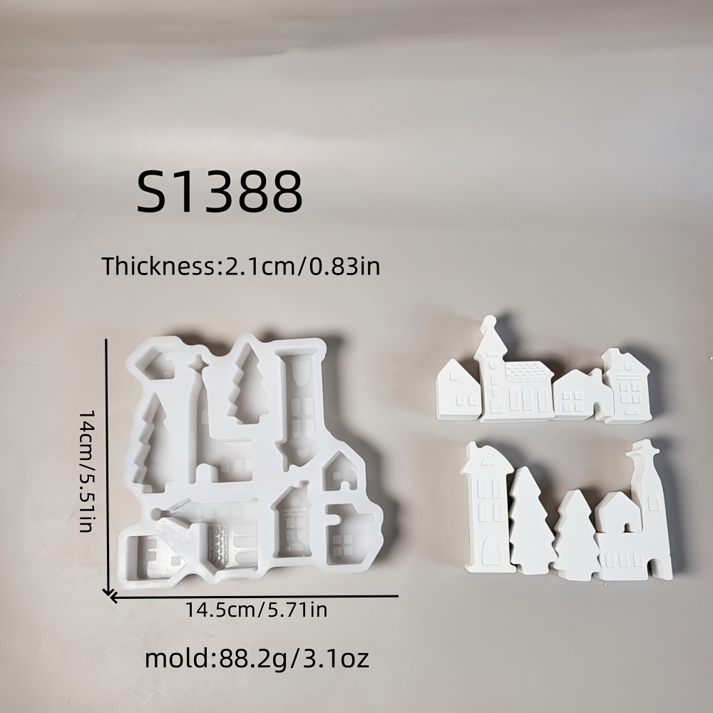 Image of Resin Casting Molds Small House Combination Stereoscopic Decoration Silicone Mold Candle Silicone Mold Gypsum Decoration Silicone Mold Silicone Mold Home Decoration Epoxy Resin Mold S1388
