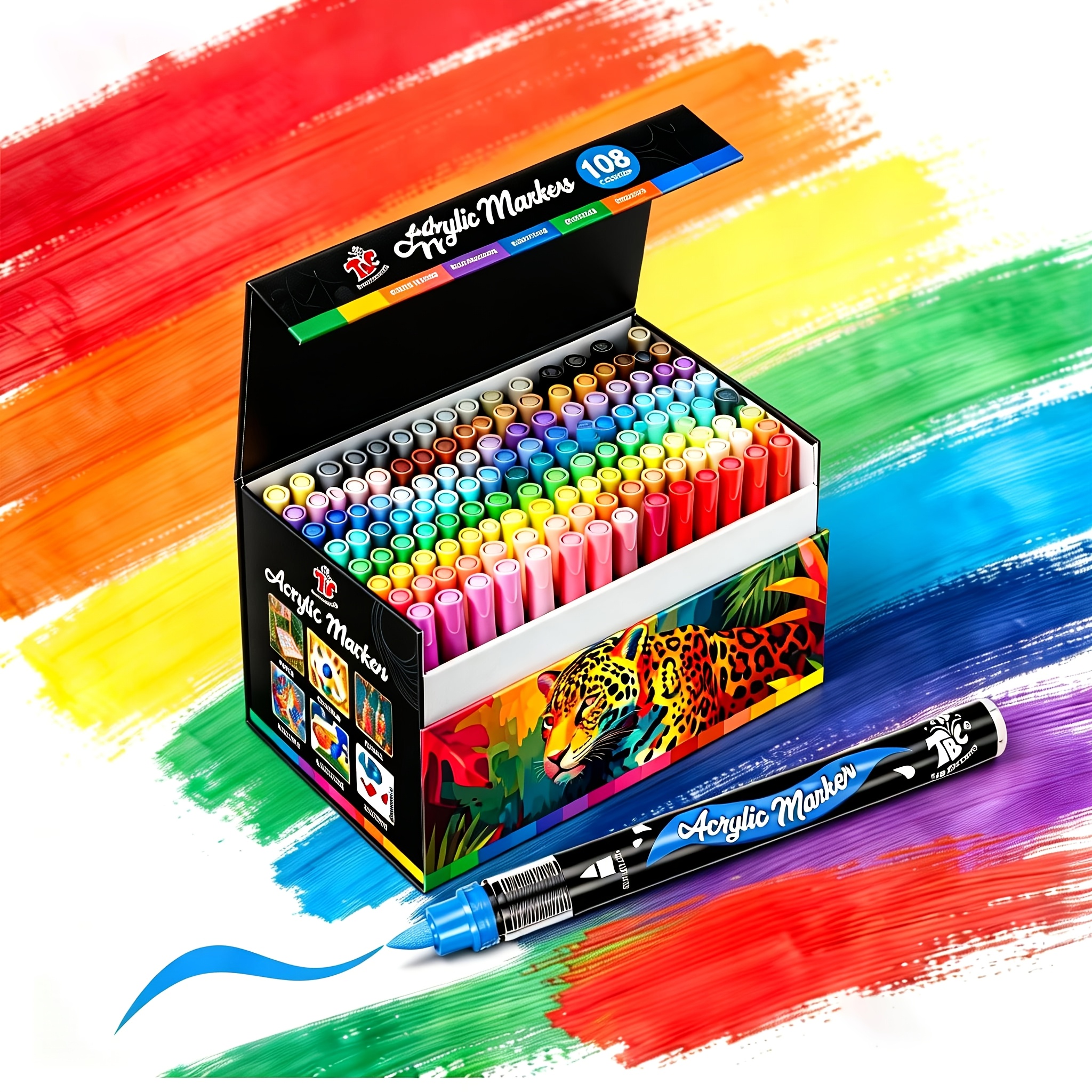 The Best Crafts 108 Tip Acrylic Paint Marker [professional Art Use], Non-bleeding Auto Ink Control, Quick Dry, For Fabric Glass, Adult Art Supplies