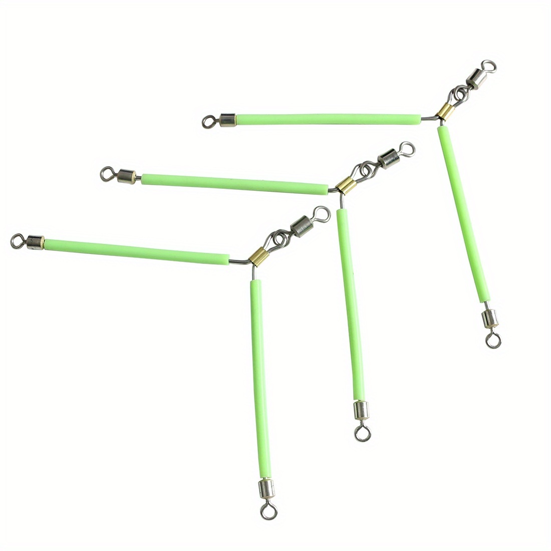 TEMU 3pcs Luminous Stainless Steel Sea Fishing 7cm Herringbone Balance Sub-line Bifurcator Split Hook String Hook Wire Group Fishing Steel Wire