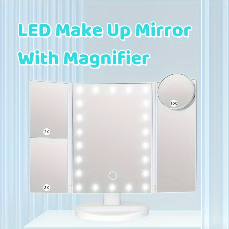 

Led Mirror With Magnifier, Adjustable Mirror (1x/2x/3x/10x Magnification) And Touch Screen, Ladies Gift