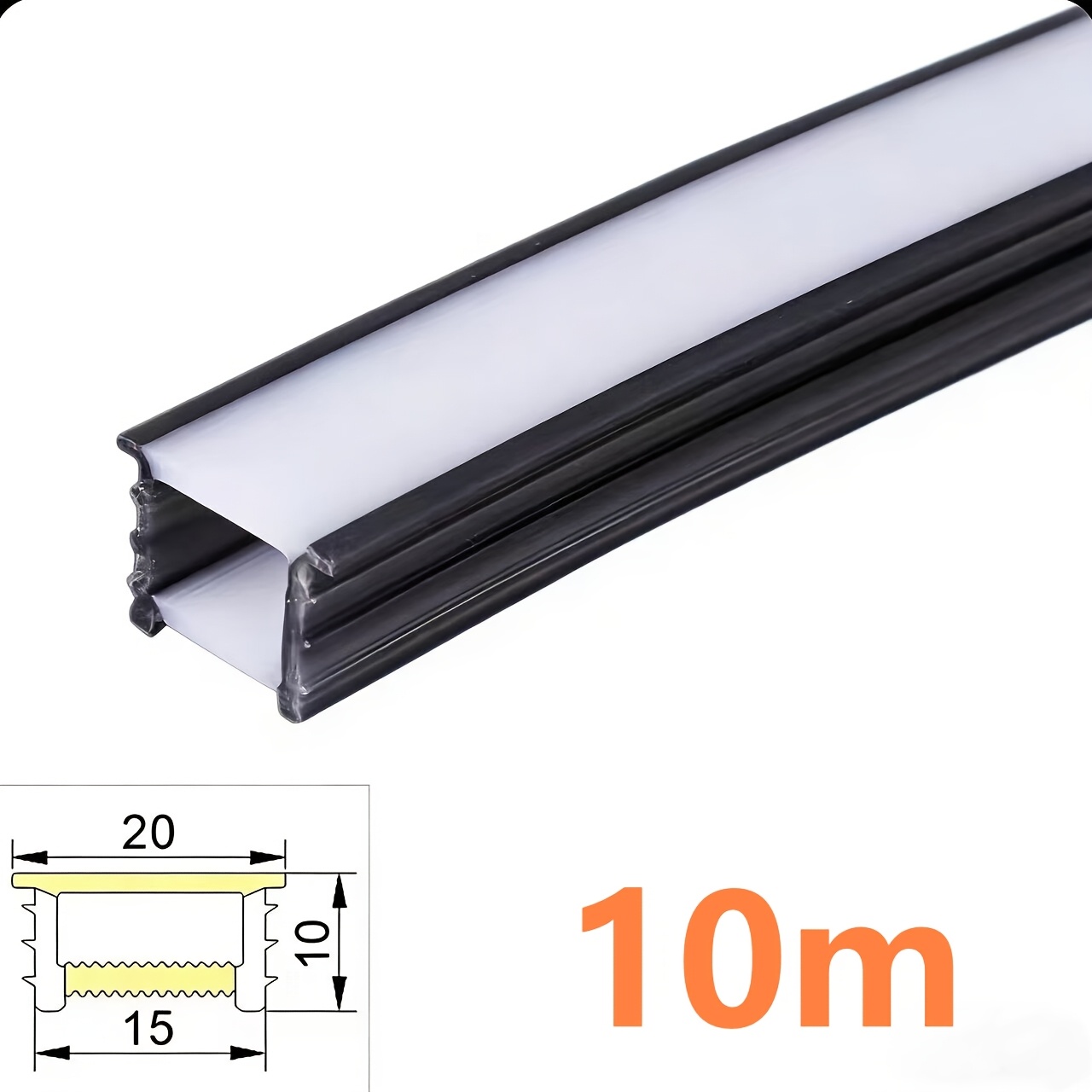 Image of 15mm X 10mm Black- Recessed Flexible Led Diffuser , 8m/10m Silicone Black Cover Plate, For Background Decoration, Walls, And Indoor/outdoor Lighting. 15x10mm, Does Not Light Strip, No Wiring Required