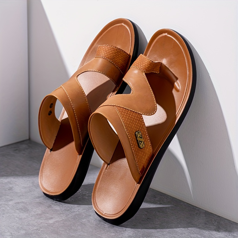 mens casual brown slide sandals textured strap - Temu Chile display picture 1