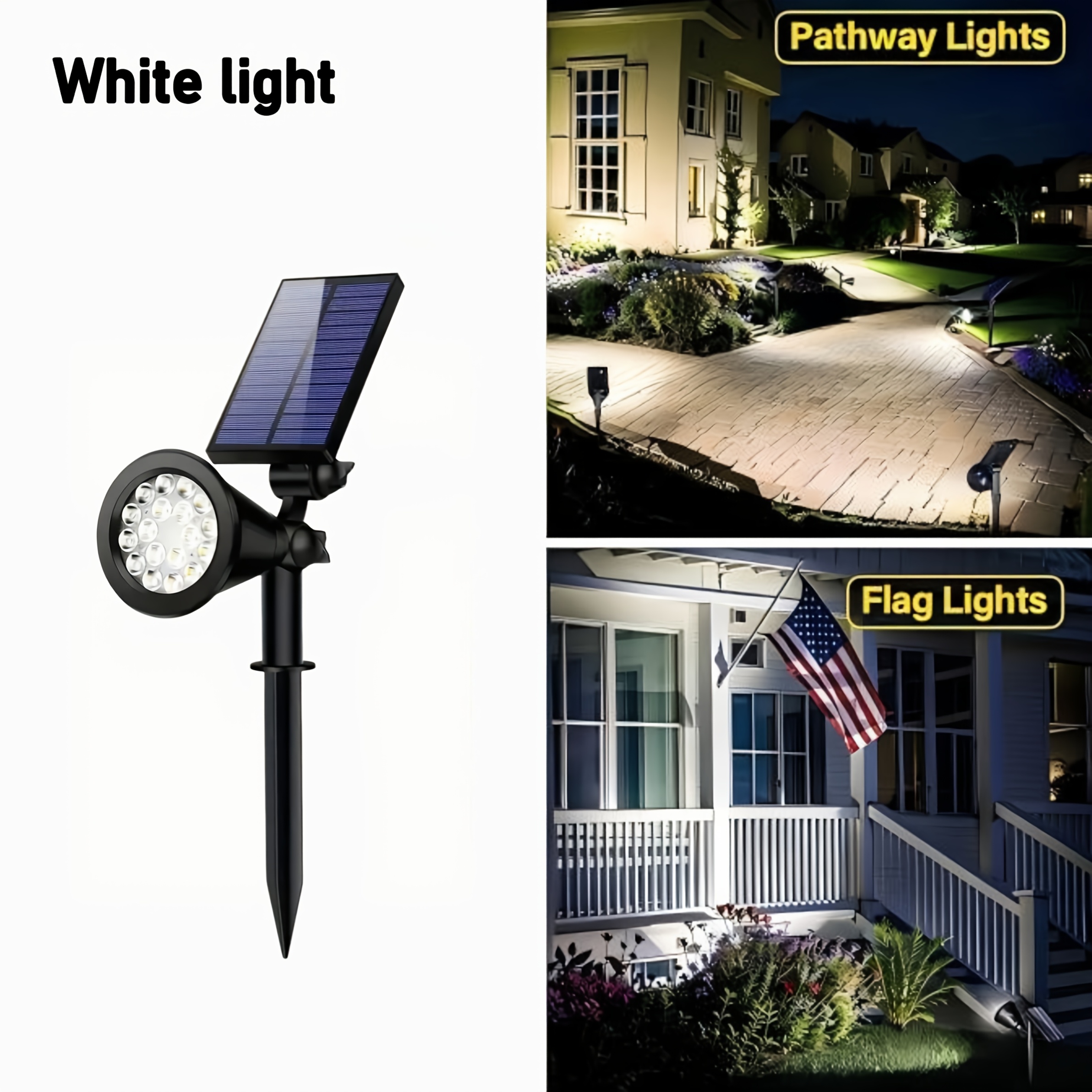 TEMU 1 Unit Of An 18 Led Solar Landscape Spotlight That Mounted On A Wall Or Used As Lamp. This Solar Lawn Light Is Ip44 And Ideal For , Fences,