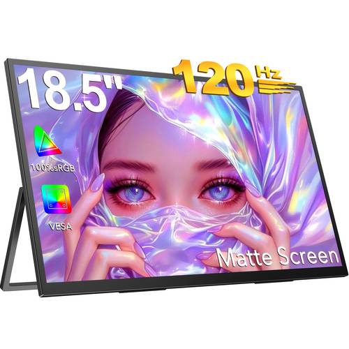 tragbarer monitor 18,5 zoll 120 hz 1080p 100% srgb fhd hdr usb hdtv mit vesa, tragbarer laptop-office-spielemonitor, für computer switch handy (adapter nicht enthalten)