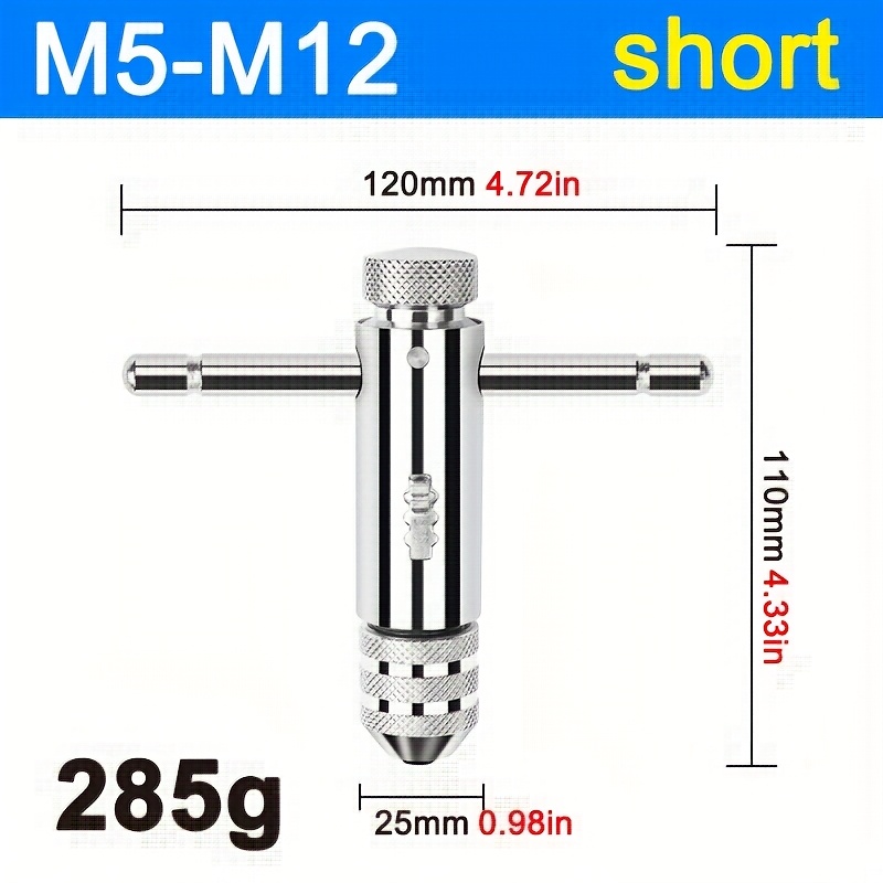 TEMU Jeu de Clé à Cliquet Réglable pour Taraudage M3-M8 et Accessoires Réversibles Allongés M5-M12, 1 ou 6 pièces