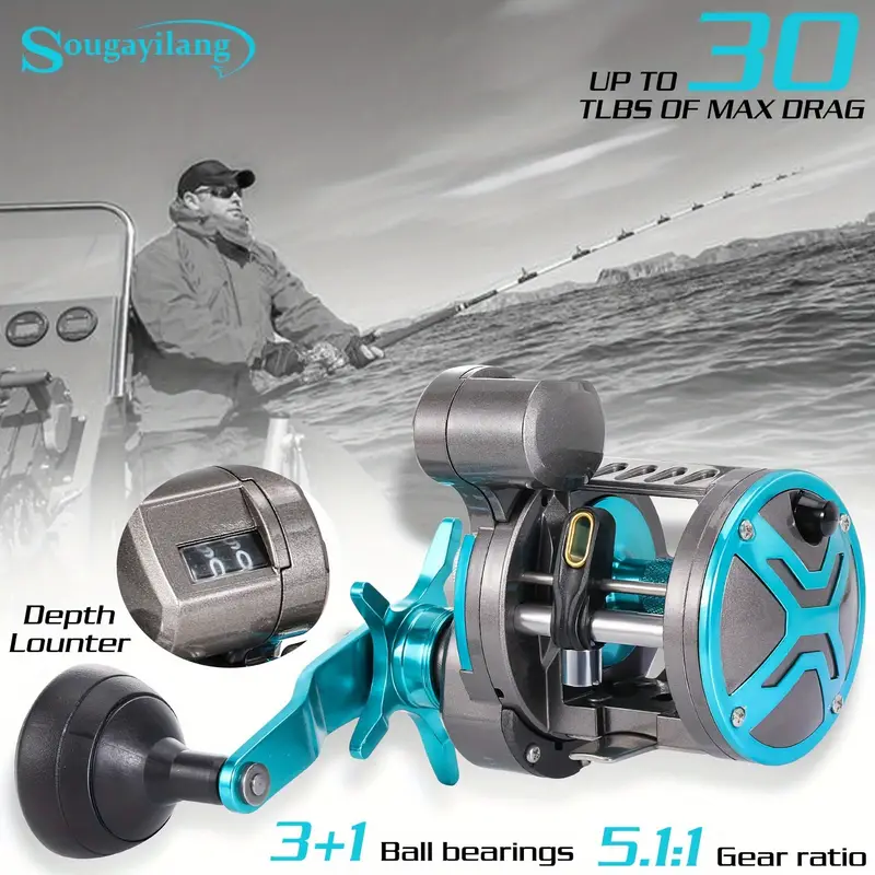 depth fishing reel Okuma Cold Water Low Profile A Line Counter CW-354DA Shakespeare reels are known for their rugged Okuma Convector "B" Star Drag