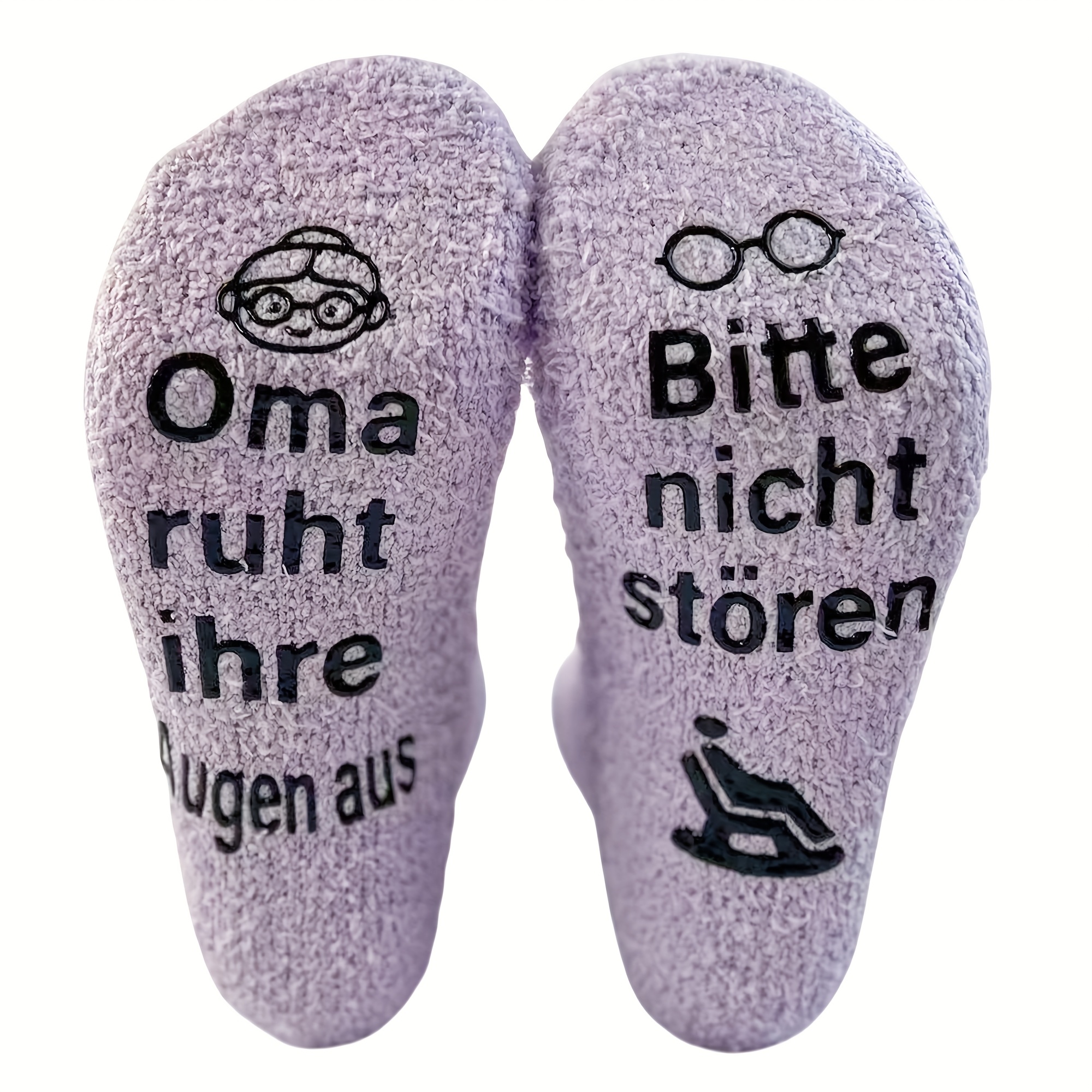E-shop 1 Paar/2 Paar warme und bequeme Korallenfleece-Fußsocken für Herbst und Winter - "Großmutter ruht sich aus, " Lustiger Buchstaben-Druck, ein
