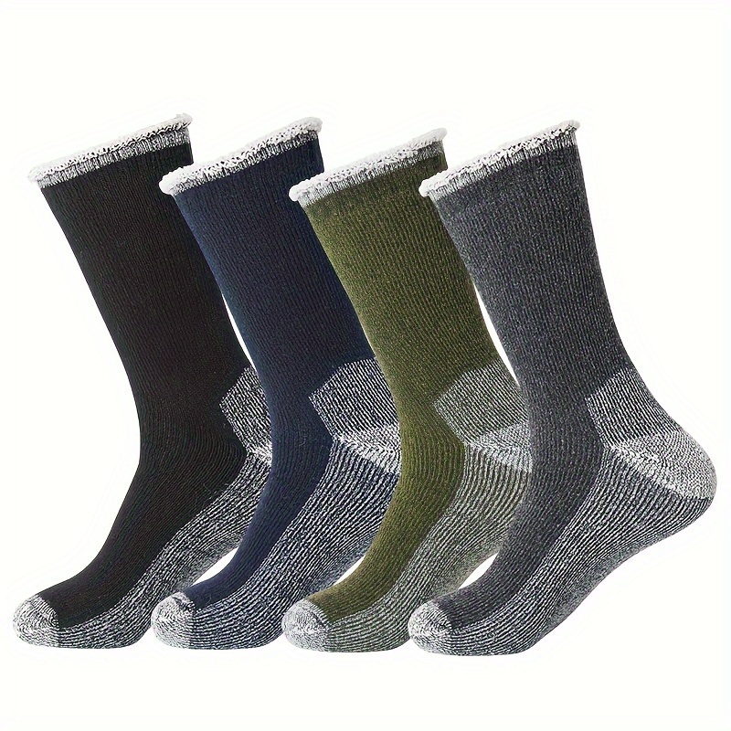 

4 Paires de Chaussettes en Laine Merino Thermiques et Chaudes pour l'Hiver, Travail, Randonnée et Course pour Femmes et Hommes