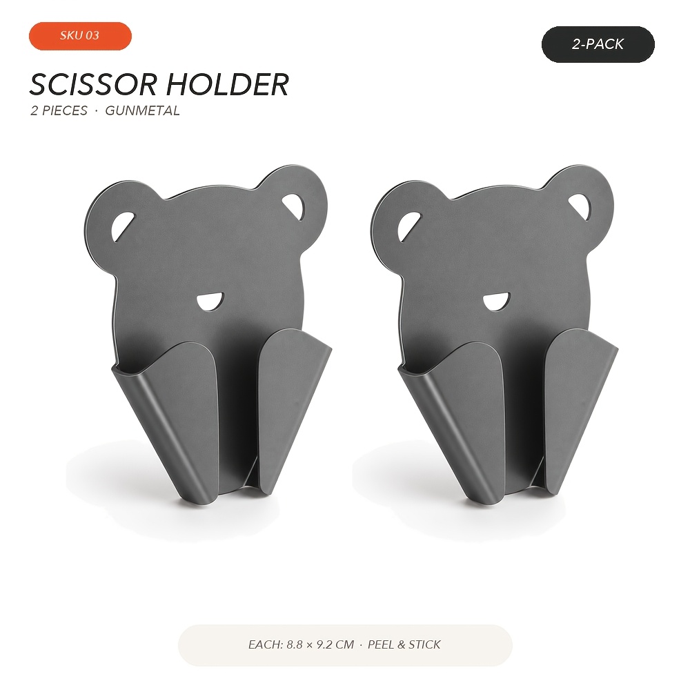 TEMU 2pcs Scissors Storage Racks, Room Organizer, Wall-mounted No-drill With Adhesive Pads, Carbon Steel Material, For Scissors Storage