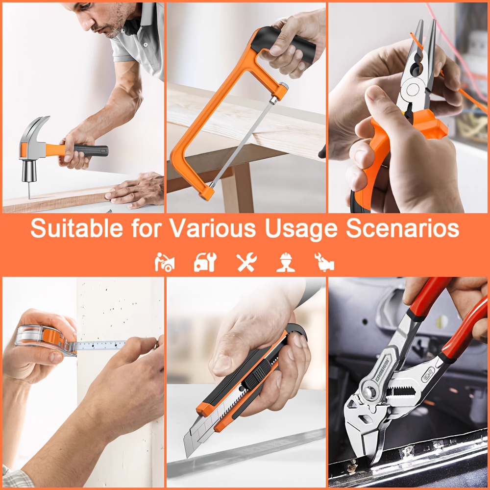 102pcs tool set toolbox set including plastic box hammer pliers wrench and screwdriver set daily household maintenance tool set Product details 5