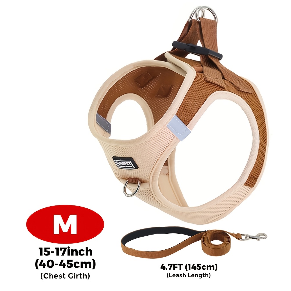 Image of Dog Chest Harness And Leash Combo Set, Comfortable Mesh, Style Harness, Suitable For Walking, Jogging, Training, For Small Dogs