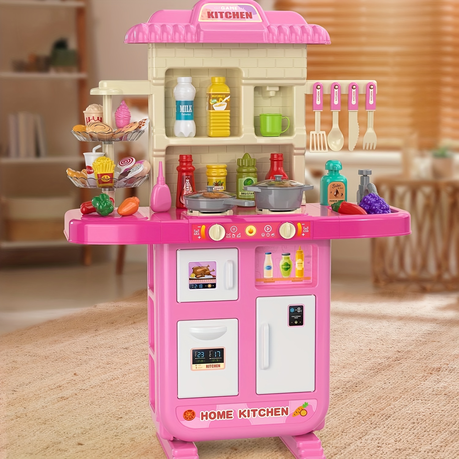 

Pretend Food Kitchen Toys For Kids 4-8, Kitchen Set For 3-6, Play Kitchen Accessories W/real Sounds Light, For Boys, Girls