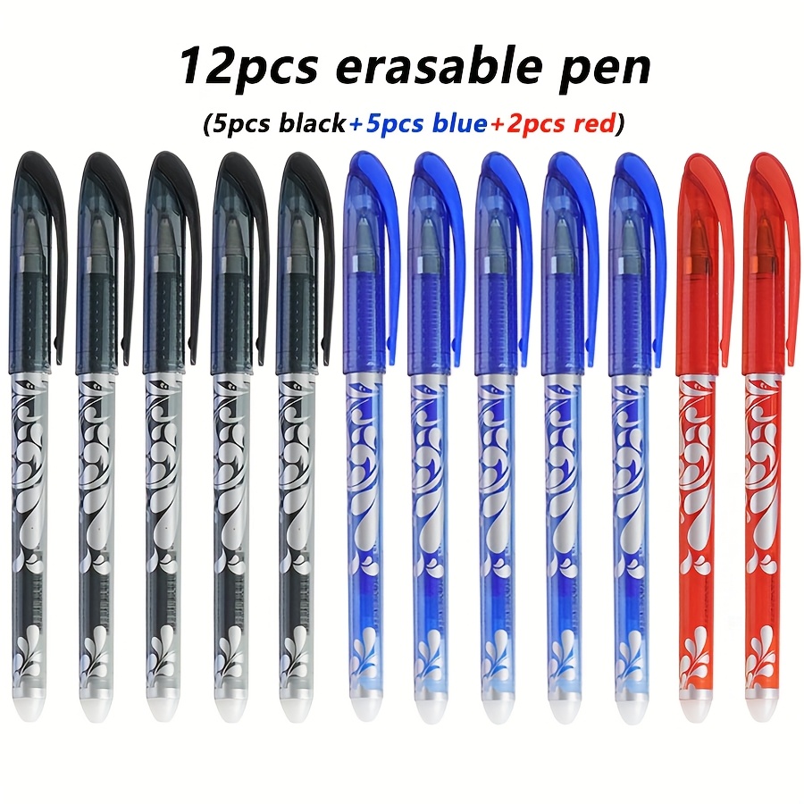 TEMU 12 bolígrafos de gel borrables, - /azul/, punta 0,5 mm, material plástico para escribir, ideal para oficina, y material escolar diario.-image-17594576633047