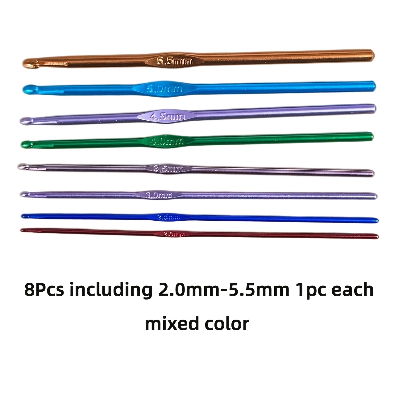 8pcs Aluminum Oxide Hook Suit-elegant Single Color Crochet Hook With Vibrant Colors-durable And Work Tools
