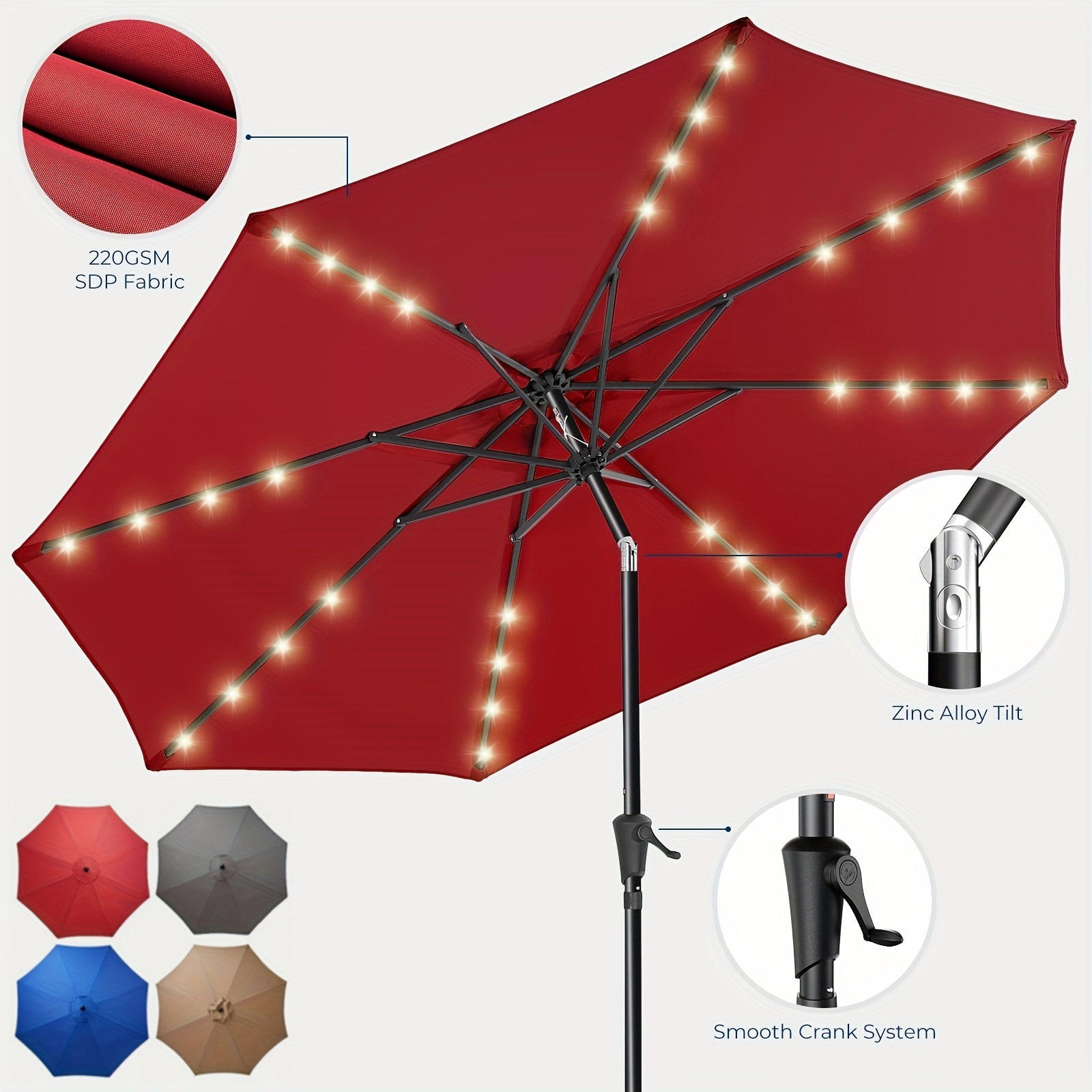 12 rib patio umbrella replacement canopy 8-ribs Umbrella Canopy Replacement for Lyon 9FT Gray