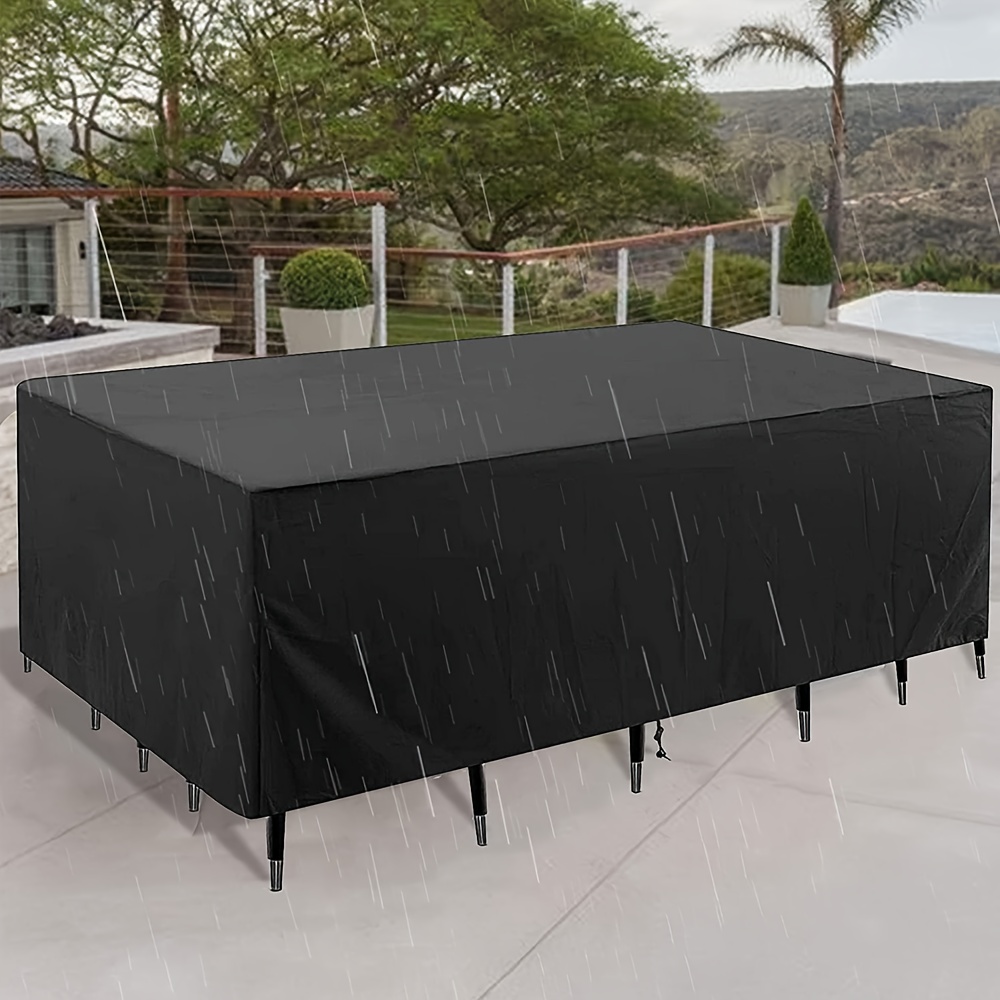 E-shop Robuste Rechteckige Outdoor-Möbelabdeckung – Für Terrassenmöbel, mit Zugband & Schnallenriemen, Langlebiges Polyester, Schutz für Ihre