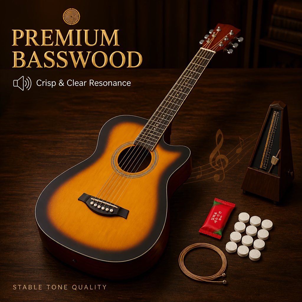 Beginner Acoustic Guitar 38 Inch Full Size with Smooth Fingerboard... product image 10