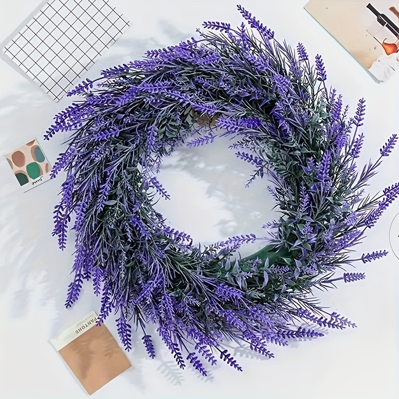 1pc artificial lavender wreath fake lavender flower wreath fauxlavender hanging ornament romantic purple garland for front doorwall hanging spring summer decor st patricks day decor easterdecor