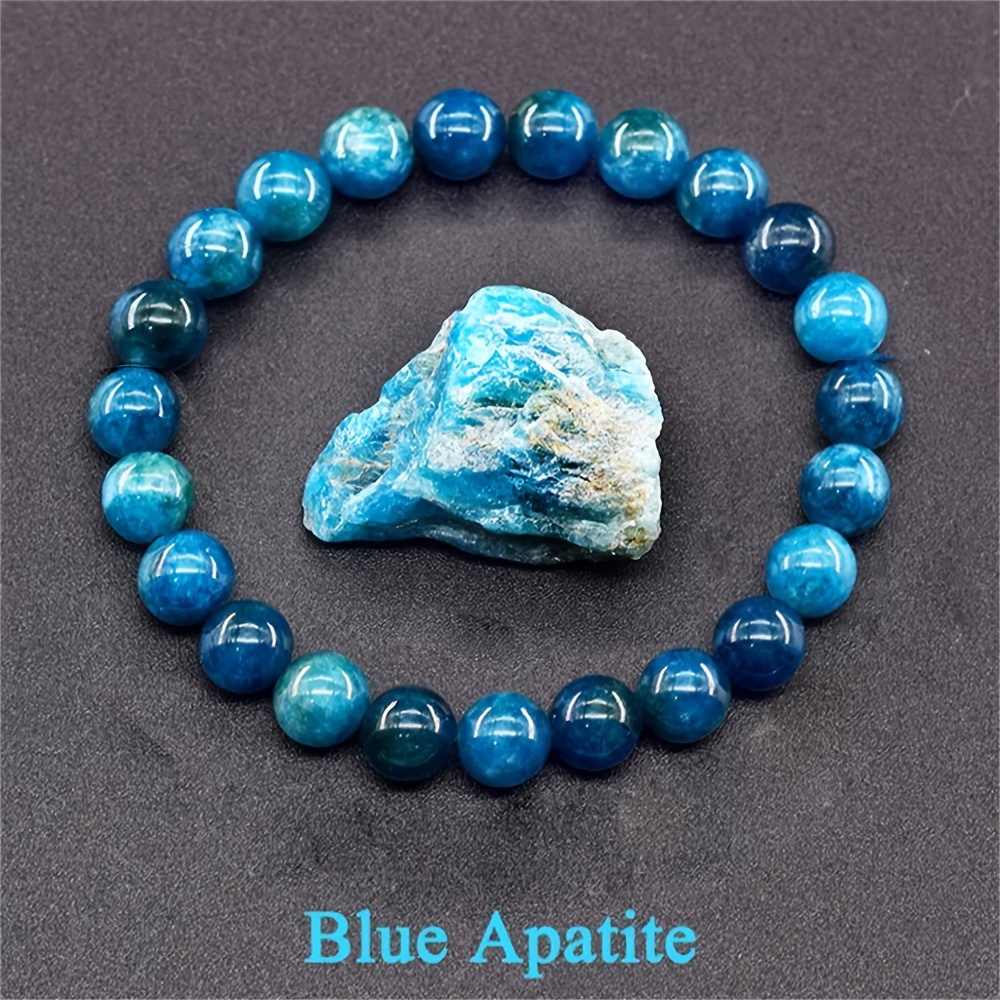 natural blue apatite beaded bracelet bohemian elegance style unisex gemstone jewelry crystal healing meditation accessory boss day employee appreciation gift pulsera jewelry