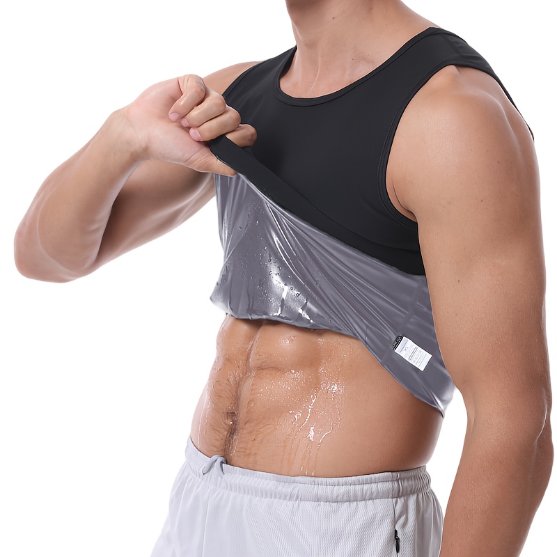 TEMU Chaleco para hombre a prueba de , top moldeador, top de sauna, faja reductora que la sudoración, traje de sudadera atlético, deportivo, adecuado