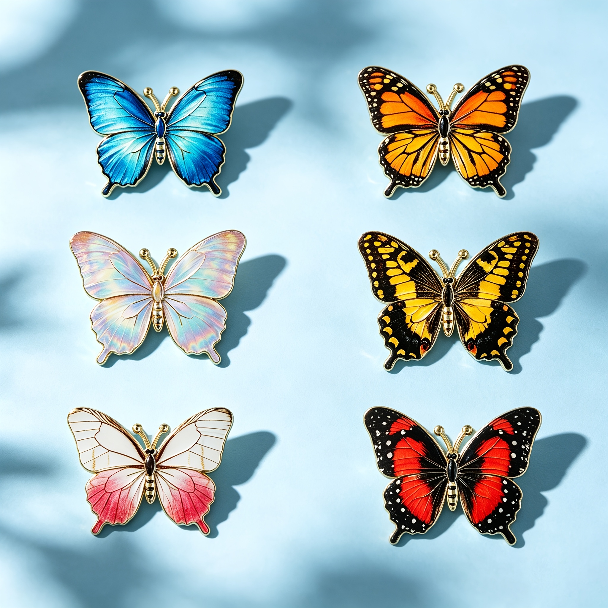 TEMU Set Of 6 Golden- Multicolor New Craft Simulated Enamel Badges, Light Luxury Forest-style Vintage Artistic Style, Suitable For Trench Coats,