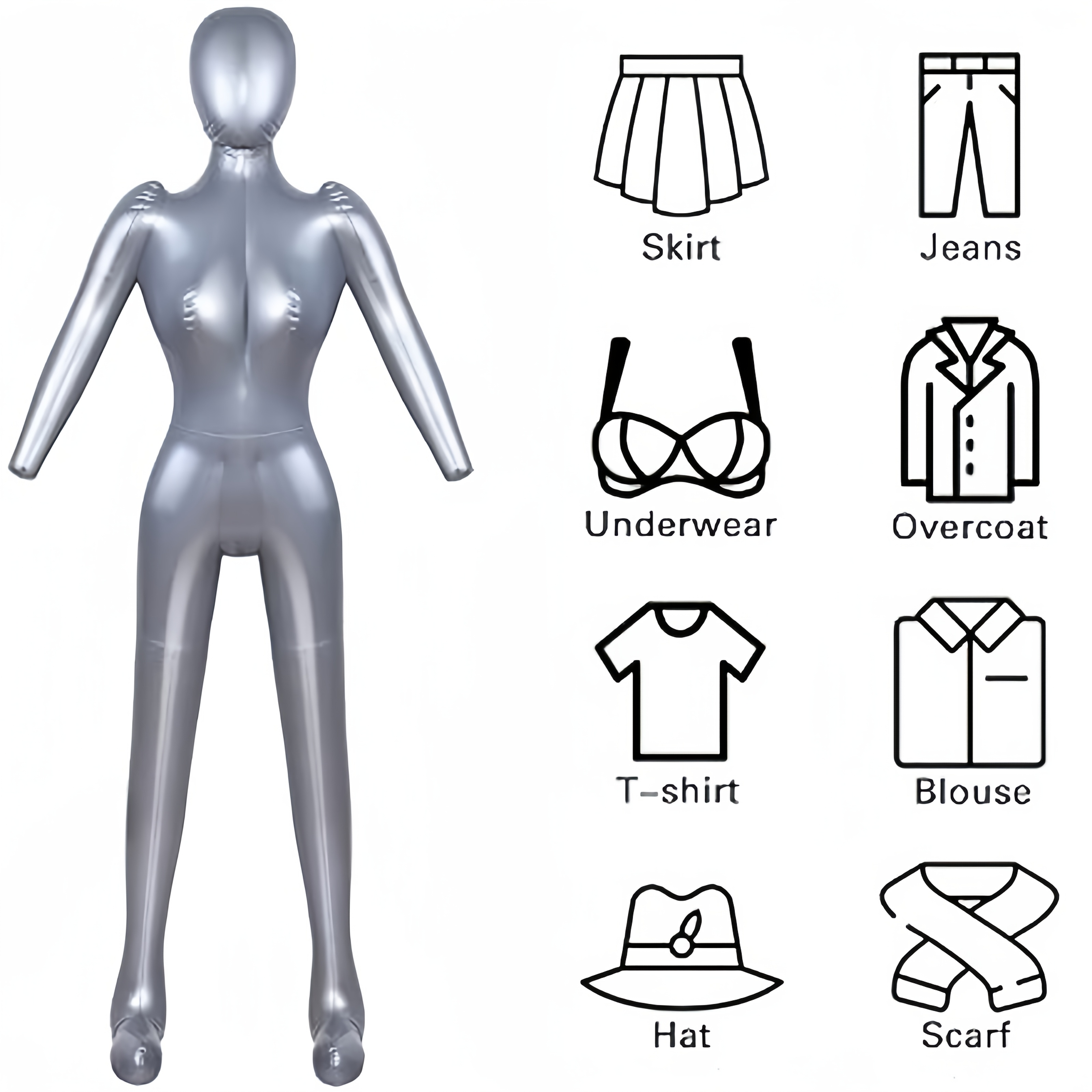 Mannequin Gonflable Femme 165cm | PVC | Pour Présentation Vêtements | Magasins & Créateurs