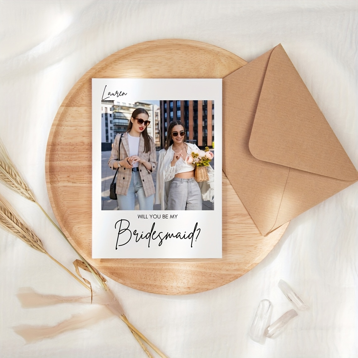 TEMU 1pc Customizable Bridesmaid Invitation With Envelope, Editable Photo Bridesmaid Card, Will You Be My Bridesmaid? Bridesmaid Invitation,