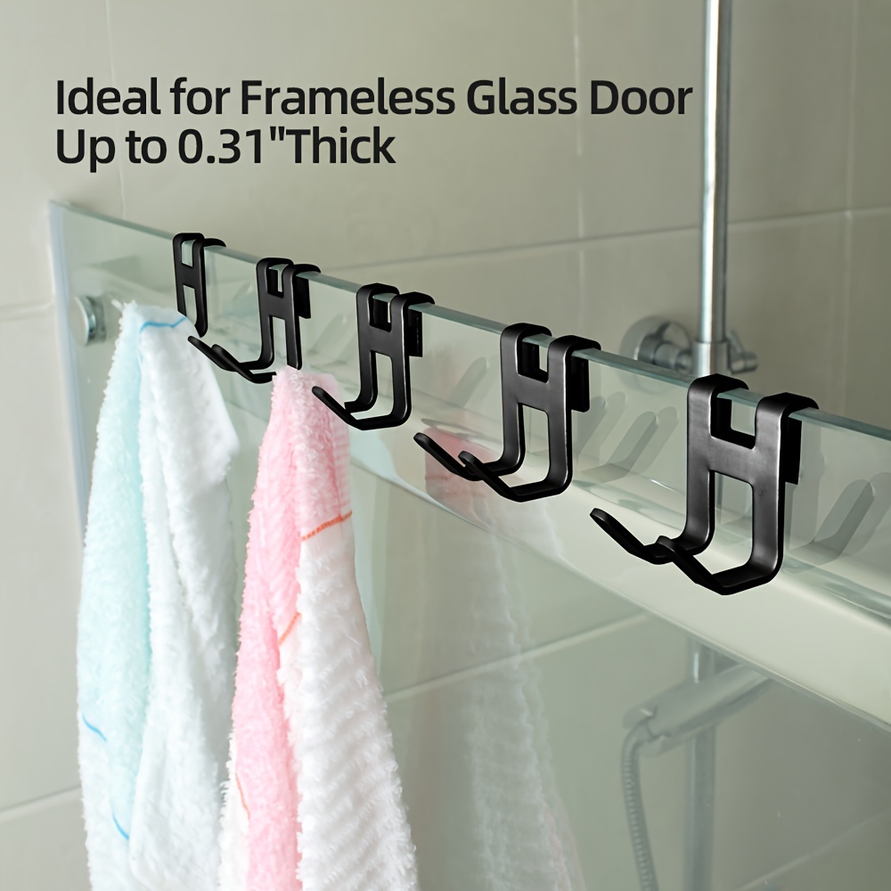 

2/4/6-piece Easy-install Shower Caddy Hooks - No Drill, Aluminum Bathroom Hangers For Razors & Loofahs, Kitchen Seasoning Rack Hooks - Black Or White