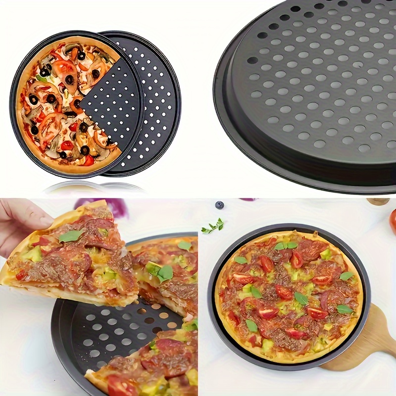 1pc 2pcs high quality non stick pan   ventilated   results oven safe 12 inch metal baking pan suitable for home and restaurant kitchens premium perforated pizza pan   easy to   perfect baking   details 13