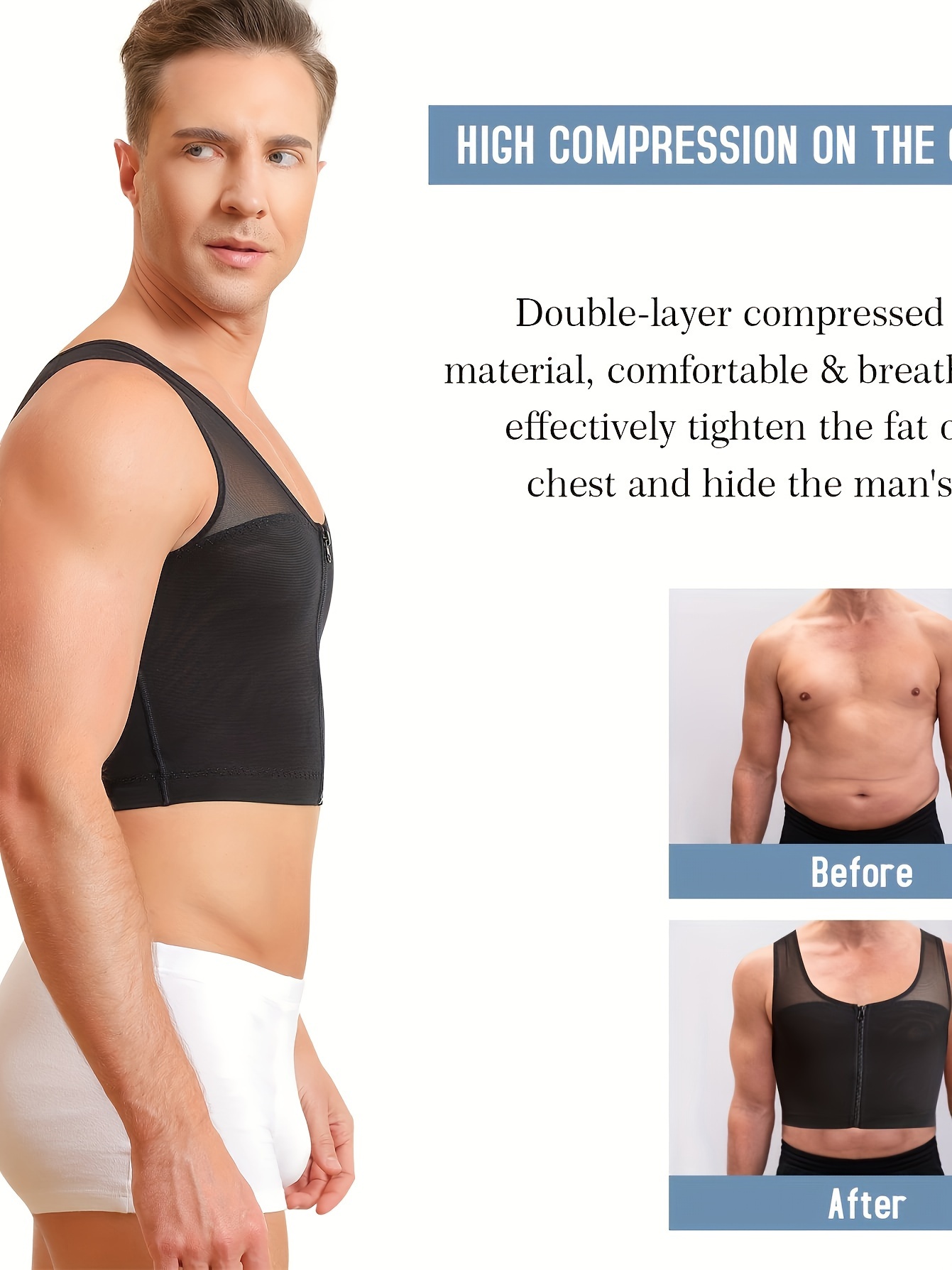 Men's Gynecomastia Chest Vest Chest Binder Compression - Temu