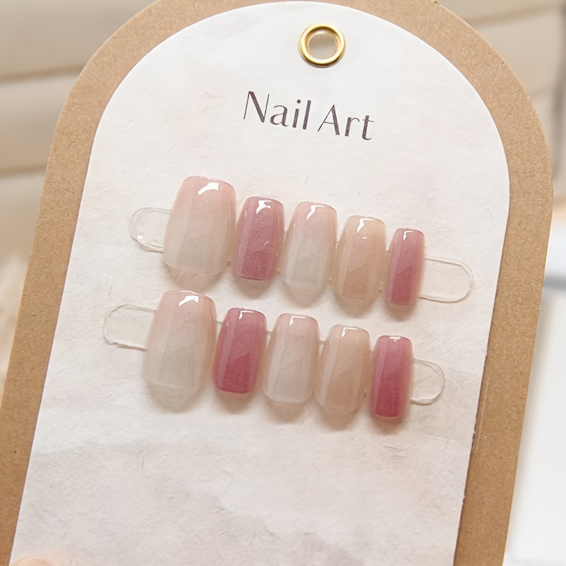 

10pcs, Split Code Light Cat Eye Gradient False Nail Stickers