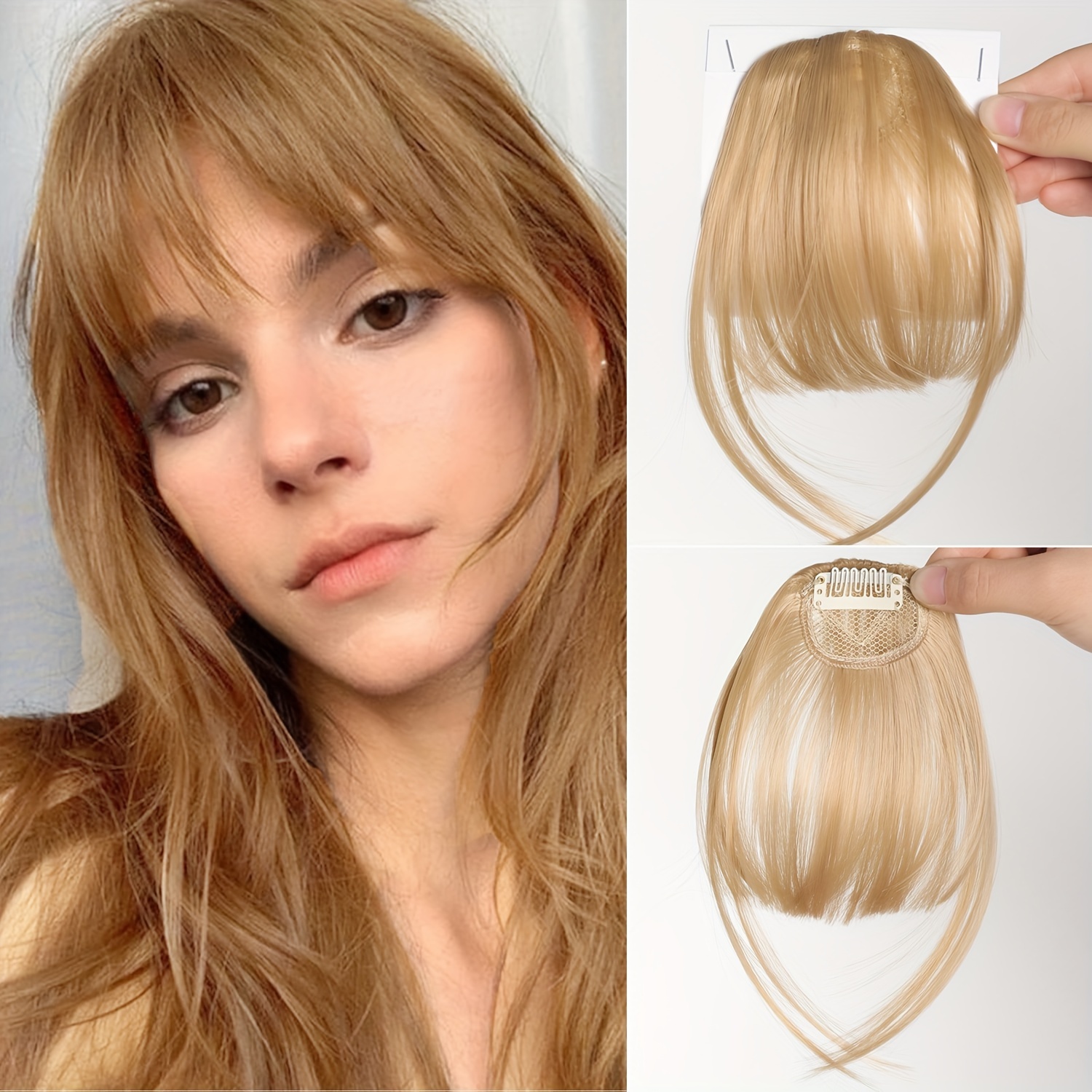 womens synthetic straight hair clip in air bangs light invisible hairpiece with   heat resistant wig accessory   and suitable for   collection details 12