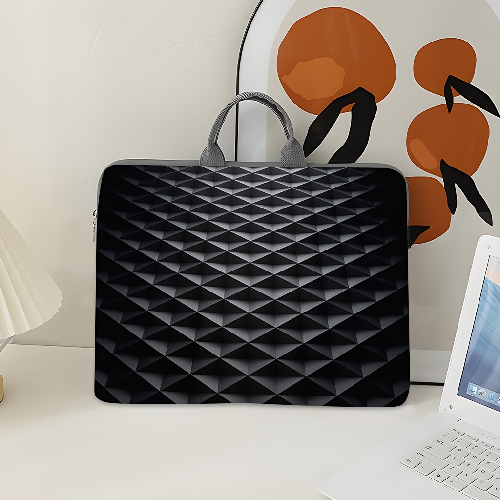 Cute Printed Notebook Computer Bag, Dark Geometric Design