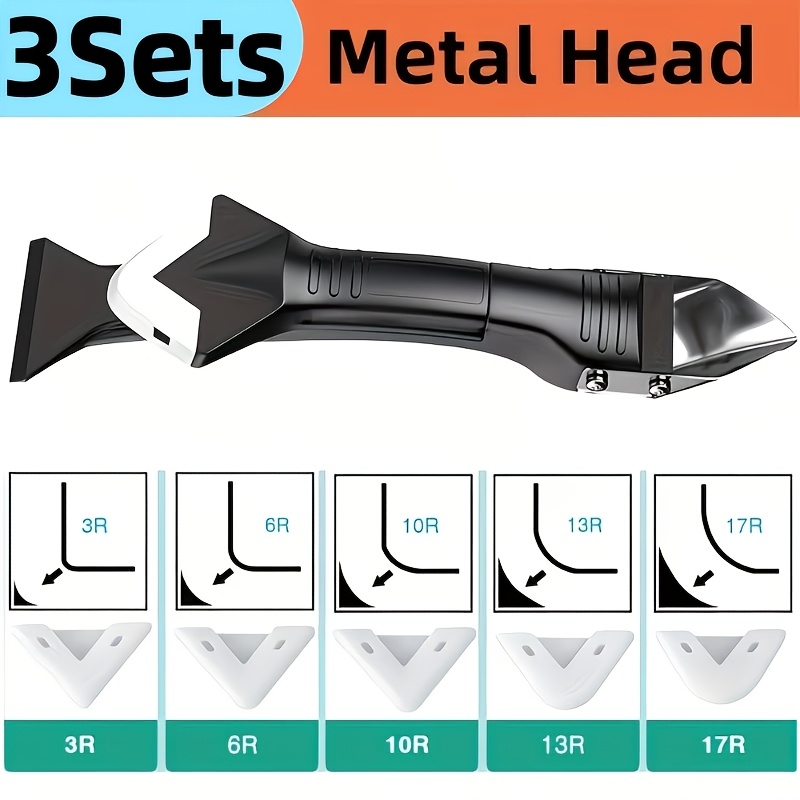 TEMU [3 Sets] 3-in-1 Sealing And Caulking Tool - With Replaceable Tips Set, Multi-functional Sealant Removal Tool For Bathrooms And Windows, Ideal