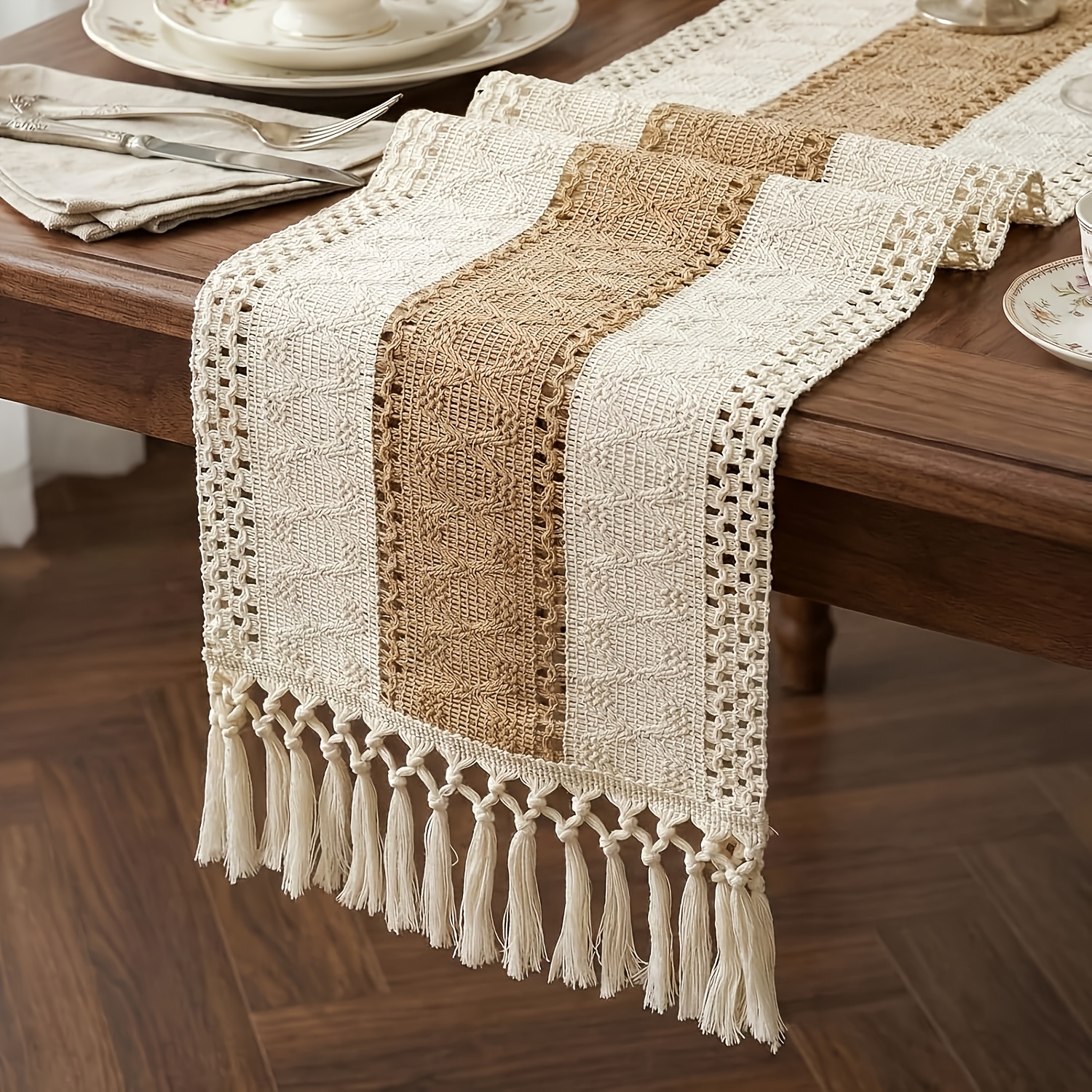 country style bohemian table runner brown home and kitchenware tabletop decorations suitable for dining tables cafe tables outdoor party and gathering decorations cabinet decorations
