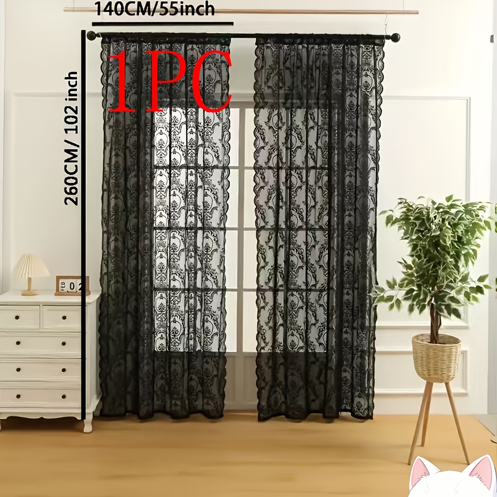 TEMU 1 Cortina de Encaje Negra, Toldo para , Pantalla de Partición Ondulada para , Mosquitera para Dormitorio
