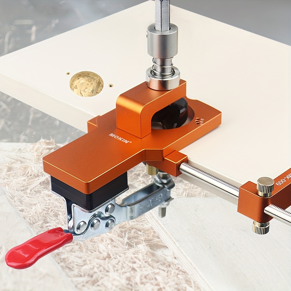 一套   隐形铰链定位器孔开孔器，木工柜门钻孔导向定位器，可调节多功能冲击工具套装，适用于木工、金属和铝制品，手动操作，无需电池 商品详情 8