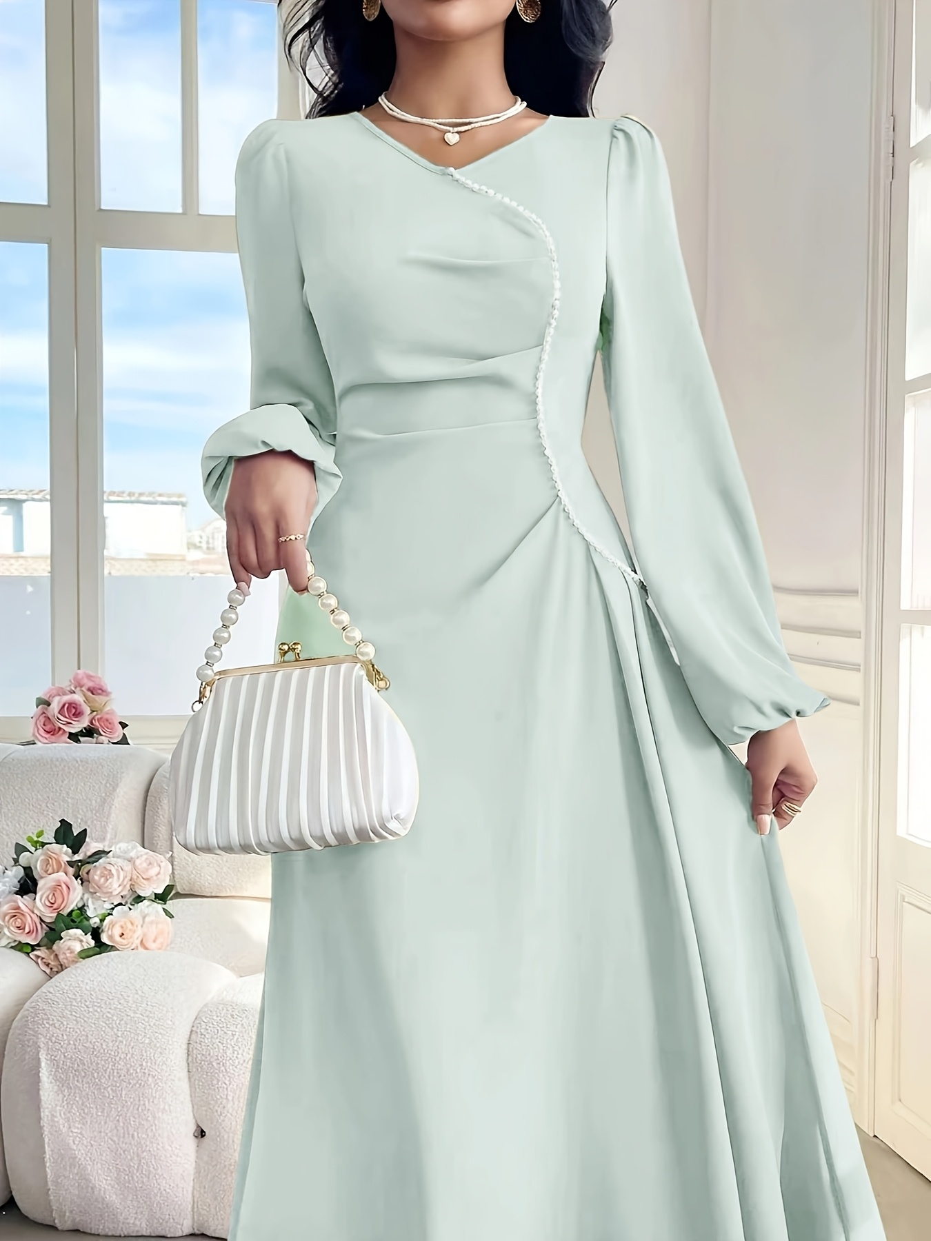 beige embroidered dress BELEN PEARL BEADED STRAPLESS MAXI BANDAGE DRESS IN YELLOW – AIIZIE main image 0