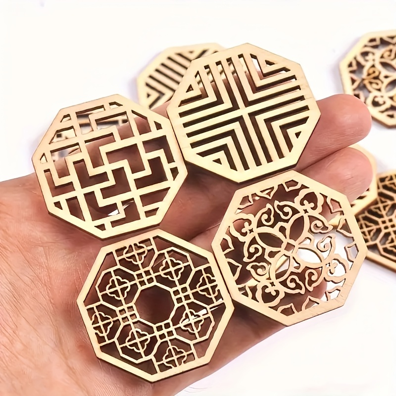 

25pcs Assorted Hollow Geometric Wood Shapes, 1.57 Inch - Ideal For Scrapbooking, Diy Crafts, Home Party Decorations, And Wooden Ornaments, Wood Crafts