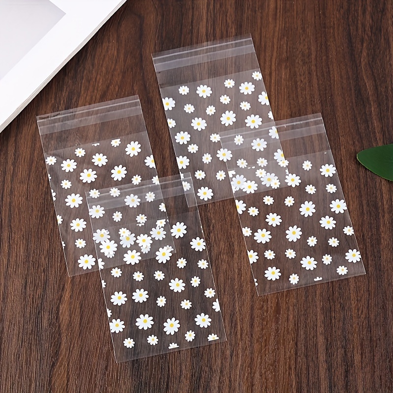 

8*13cm Small Daisy Print Plastic Opp Bags For Jewelry, Gifts, Etc. 50/100pcs