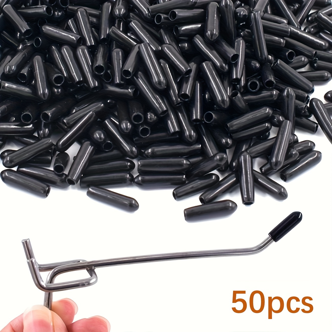 TEMU 50pcs Crochets de panneau perforé en plastique avec embouts arrondis, installation facile sur mur, couvercle de support de 17 mm de long