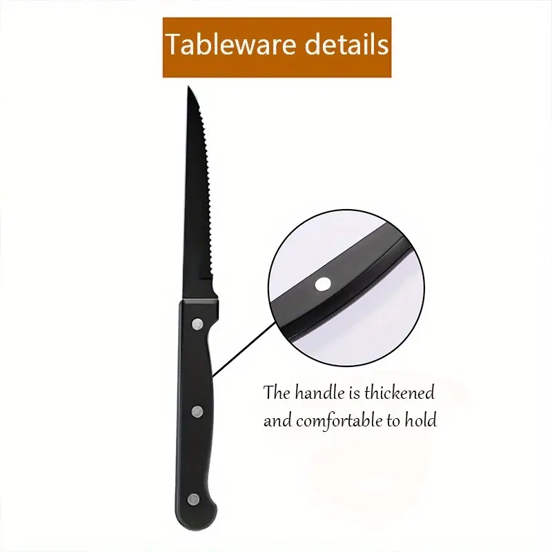 2 4 6 8 12pcs stainless steel cutlery set forks and steak knives suitable for halloween mardi gras easter thanksgiving christmas and other holiday occasions dishwasher safe Product details 5