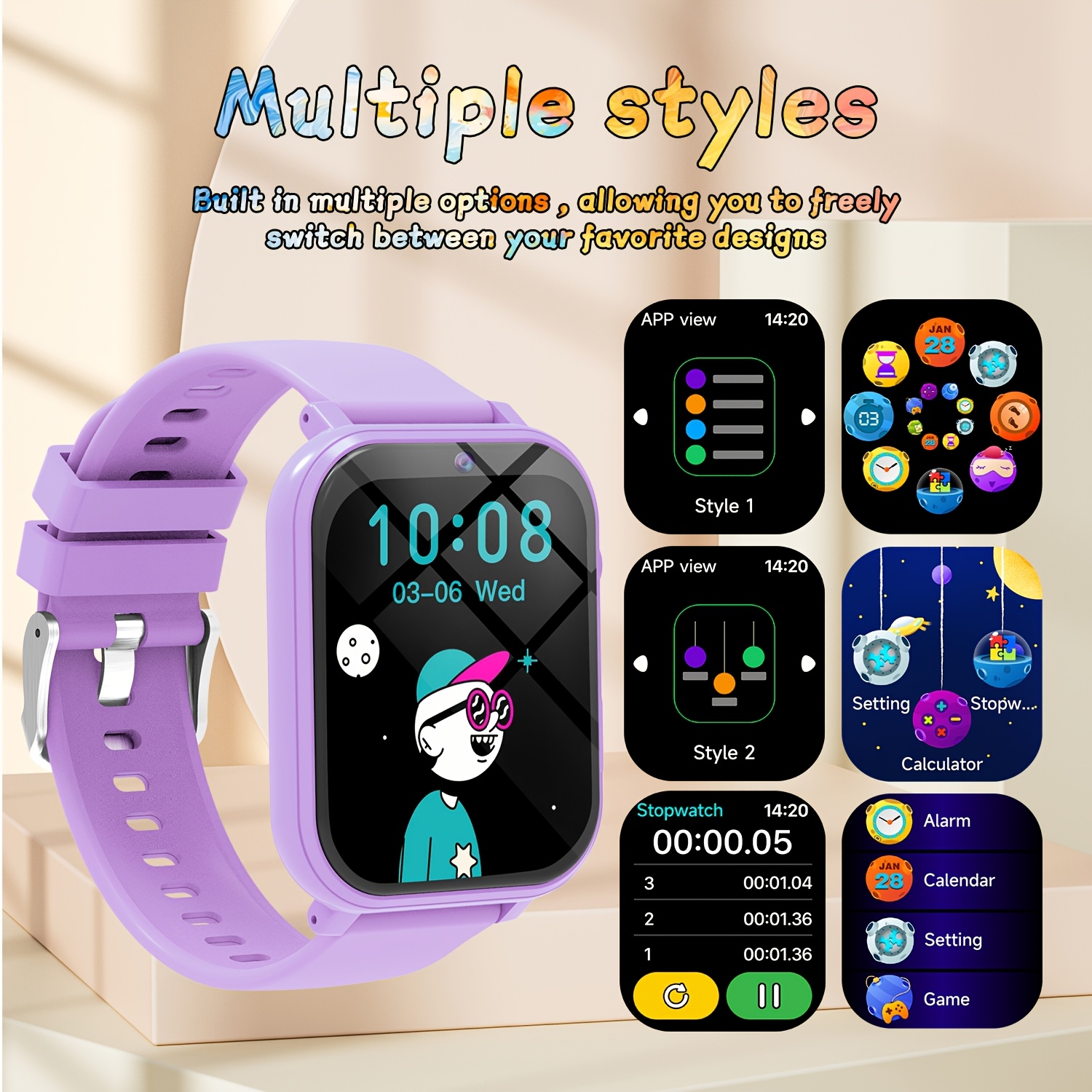Smartwatch voor Kinderen - Educatief Spelhorloge met 18 Ingebouwde Games, Camera, Video-opname, Muziekafspelen, Stappenteller, Wekker, Zaklampje – Het Perfecte Cadeau voor Tieners en Kinderen, Leuk Lerend Gadget, Activiteiten Tracker Voor Kids, Kleurrijk Horloge Verwarmd Draagcomfort Stevige Constructie Multifunctionele Accessoire Schoolleeftijd